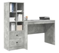 vidaXL Bureau avec tiroir 2 pcs Gris béton, Bureau Moderne, Meuble de Travail résistant, Station d'accueil Pratique pour Booster ta productivité