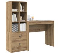 vidaXL Bureau avec tiroir avec étagère 2 pcs Chêne Artisanal, Bureau Moderne, Meuble de Travail résistant, Station d'accueil Pratique pour Booster ta productivité