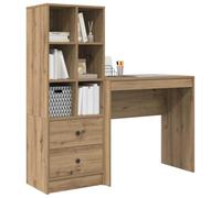 vidaXL Bureau avec tiroir avec étagère 2 pcs Chêne Artisanal, Bureau Moderne, Meuble de Travail résistant, Station d'accueil Pratique pour Booster ta productivité