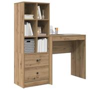 vidaXL Bureau avec tiroir avec étagère 2 pcs Chêne Artisanal, Bureau Moderne, Meuble de Travail résistant, Station d'accueil Pratique pour Booster ta productivité