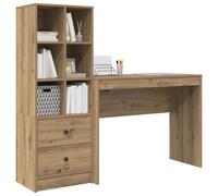 vidaXL Bureau en bois d'ingénierie Chêne artisanal 145,5×50×127 cm, 2 tiroirs, étagères intégrées
