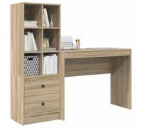 vidaXL Bureau avec tiroir avec étagère 2 pcs Chêne Sonoma, Bureau Moderne, Meuble de Travail résistant, Station d'accueil Pratique pour Booster ta productivité