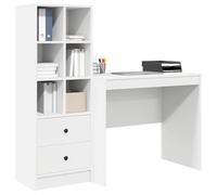 vidaXL Bureau avec tiroir avec étagère avec Stockage 2 pcs Blanc, Bureau Moderne, Meuble de Travail résistant, Station d'accueil Pratique pour Booster ta productivité