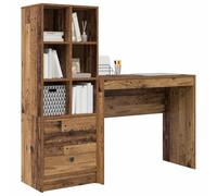 vidaXL Bureau avec tiroir avec étagère avec Stockage 2 pcs Bois Ancien, Bureau Moderne, Meuble de Travail résistant, Station d'accueil Pratique pour Booster ta productivité