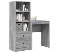 vidaXL Bureau avec tiroir avec étagère avec Stockage 2 pcs Gris Sonoma, Bureau Moderne, Meuble de Travail résistant, Station d'accueil Pratique pour Booster ta productivité