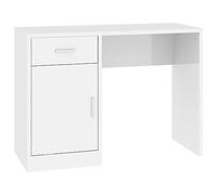 vidaXL Bureau avec Tiroir et Armoire Bureau d'Ordinateur Bureau d'Étude Rangement Maison Intérieur Blanc Brillant 100x40x73 cm Bois Ingénierie