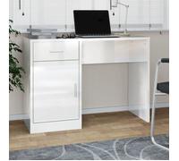 vidaXL Bureau avec tiroir et armoire Blanc brillant 100x40x73 cm 342655