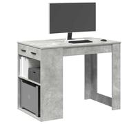 vidaXL Bureau avec tiroir et étagère gris béton bois d'ingénierie