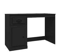 vidaXL Bureau avec Tiroir, Table d'Ordinateur avec Compartiment, Bureau d'Écriture avec Rangement Salon, Moderne, Noir Bois d'Ingénierie