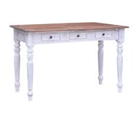 vidaXL Bureau avec tiroirs blanc 117x57x75 cm bois d'acajou massif