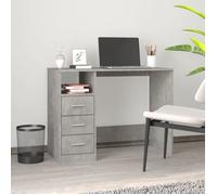 vidaXL Bureau avec tiroirs 823036 Bois d'ingénierie Gris béton 102x50x76 cm