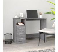 vidaXL Bureau d'ordinateur Sonoma avec tiroirs 102x50x76 cm Bois d'ingénierie Gris