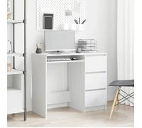 vidaXL Bureau 90x45x76 cm Bois d'ingénierie Blanc avec tiroirs