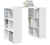 vidaXL Bureau avec étagère Blanc 90 x 50 x 75 cm Bois d'ingénierie, Bureau Home Office, Station d'écriture Moderne, Petite Table, Station de Travail stylée, Bois Durable
