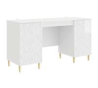 vidaXL Bureau Blanc Brillant 142,5 x 50 x 75 cm Bois d'ingénierie