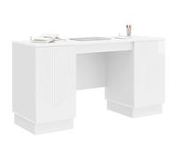 vidaXL Bureau Blanc Brillant 142,5 x 50 x 75 cm Bois d'ingénierie, Ensembles de Meubles Modernes pour Salon, Designs rectangulaires, Rangement Pratique, intérieurs adaptables