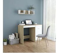 vidaXL Bureau Blanc et chêne sonoma 100x50x76 cm Aggloméré 801801