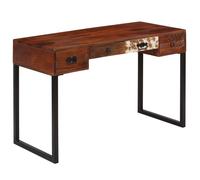 vidaXL Bureau Bois de Sesham massif et cuir véritable 117x50x76 cm G