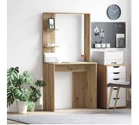 vidaXL Bureau chêne artisanal 78,5 x 37 x 154,5 cm en bois d'ingénierie, 2 étagères, finition mate