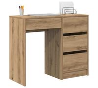 vidaXL Bureau Chêne Artisanal 90 x 37,5 x 75 cm Bois d'ingénierie, Bureau Moderne pour Le télétravail, Bois texturé avec tiroirs, Rangement, Design épuré