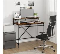 vidaXL Bureau chêne fumé 100x50x90 cm bois d'ingénierie et fer Marron G