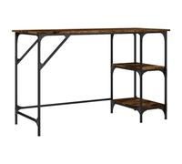 vidaXL Bureau - Table de travail avec étagère - Pieds réglables, rangement, chêne fumé 120x50x75 cm