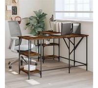 vidaXL Bureau chêne fumé 139x139x75 cm bois d'ingénierie Marron G