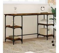 vidaXL Bureau chêne fumé 140x50x75 cm métal et bois d'ingénierie Marron G