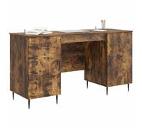 vidaXL Bureau Chêne fumé 142,5 x 50 x 75 cm Bois d'ingénierie, Bureau au Style Vintage, Grand Espace de Rangement, Bois d'ingénierie, Parfait pour Bureau ou Atelier