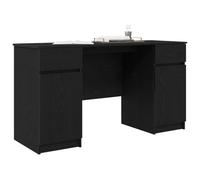 vidaXL Bureau avec porte Chêne noir 140 x 49 x 76 cm Bois d'ingénierie, Bureau d'écriture minimaliste, design rectangulaire, bureau moderne, coin étude élégant, bois composite