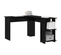 vidaXL Bureau d'angle Chêne Noir Bois d'ingénierie 140 x 113,5 x 75 cm | Parfait pour les coins, Avec deux étagères pour garder tout bien rangé, Le chêne noir mat donne un look moderne