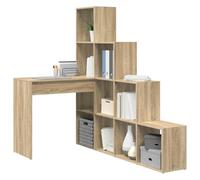 vidaXL Bureau d'angle Chêne Sonoma 101,5 x 149,5 x 149,5 cm, Bureau d'angle en L, Table Moderne, Meuble Compact, Rangement Multi-usages, écriture Ergonomique