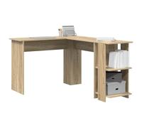 vidaXL Bureau d'angle avec étagère Chêne Sonoma 140 x 113,5 x 75 cm, Bureau d'angle Moderne, Station de Travail L, Ergonomique avec étagères, Pratique pour Le Bureau à la Maison