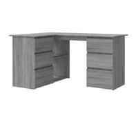 vidaXL Bureau d'Angle Bureau d'Étude Table de Travail Organisateur Meuble de Rangement Intérieur Sonoma Gris 145x100x76 cm Bois d'Ingénierie