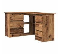 vidaXL Bureau d'angle vieux bois 145x100x76 cm bois d'ingénierie, bureau, bureau d'étude, mobilier de bureau à domicile, bureau d'ordinateur