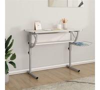 vidaXL Bureau d'artisanat blanc et gris 110x53x(58-87) cm