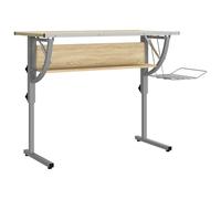 vidaXL Bureau d'artisanat chêne sonoma et gris 110x53x(58-87) cm