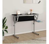 vidaXL Bureau d'artisanat avec étagère et rangement, Moderne, Noir et Gris, Bois d'ingénierie