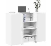 vidaXL Bureau de réception Blanc 135x50x103,5 cm Bois d'ingénierie, comptoir de réception, réception de Salon, comptoir de Bar de réception, réception