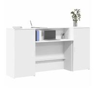 vidaXL Bureau de réception blanc 200x50x103,5 cm bois d'ingénierie, comptoir de réception, réception de salon, comptoir de bar de réception, réception