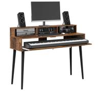 vidaXL Bureau de Studio Bois Ancien 110 x 42,5 x 36 cm, Bureau Moderne, Espace Musique Pratique, Meuble Clavier en Bois, Setup Minimaliste pour la Chambre
