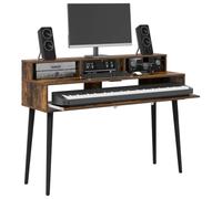 vidaXL Bureau de Studio Chêne fumé 130 x 42,5 x 36 cm, Bureau Moderne, Espace Musique Pratique, Meuble Clavier en Bois, Setup Minimaliste pour la Chambre
