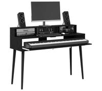 vidaXL Bureau de Studio Chêne Noir 152 x 42,5 x 36 cm, Bureau Moderne, Espace Musique Pratique, Meuble Clavier en Bois, Setup Minimaliste pour la Chambre