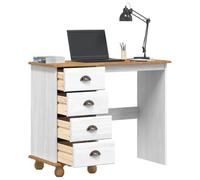 vidaXL Bureau d'écriture avec tiroir ASKIM Blanc 95 x 40 x 75 cm, Bureau Moderne, mobilier de Bureau élégant, Espace Travail Ergonomique, Table stylée pour la Maison et Les étudiants