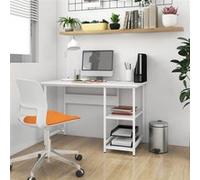 Bureau d'ordinateur 105x55 cm en MDF blanc et métal, style industriel, poste de travail