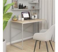 vidaXL Bureau d'ordinateur Blanc et chêne 110x60x70 cm Aggloméré