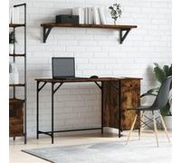 vidaXL Bureau d'ordinateur chêne fumé 131x48x75 cm bois d’ingénierie Marron G