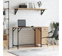 vidaXL Bureau d'ordinateur chêne sonoma 131x48x75 cm bois d’ingénierie Marron G