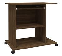 vidaXL Bureau d'Ordinateur Table de Travail Table Informatique Meuble de Rangement Intérieur Chêne Marron 80x50x75 cm Bois d'Ingénierie
