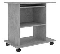 vidaXL Bureau d'Ordinateur, Table d'Ordinateur, Table d'Étude, Meuble de Salon Salle de Séjour Salle de Travail Maison Intérieur, Gris Béton Bois d’Ingénierie